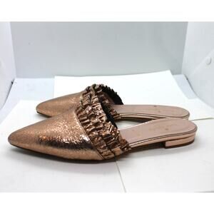 Kate Spade Rose Gold Ruffled Leather Mules sz 6.5M